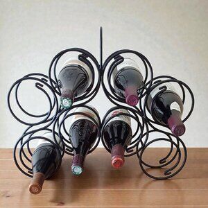 Vintage Oenophilia Minuet Black Metal Countertop Wine Rack, 8 Bottle Scroll
